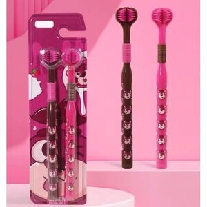 Kids Three Sided Toothbrush 2 Pack Ultra Soft Bristle Starberry Series Bear Pink